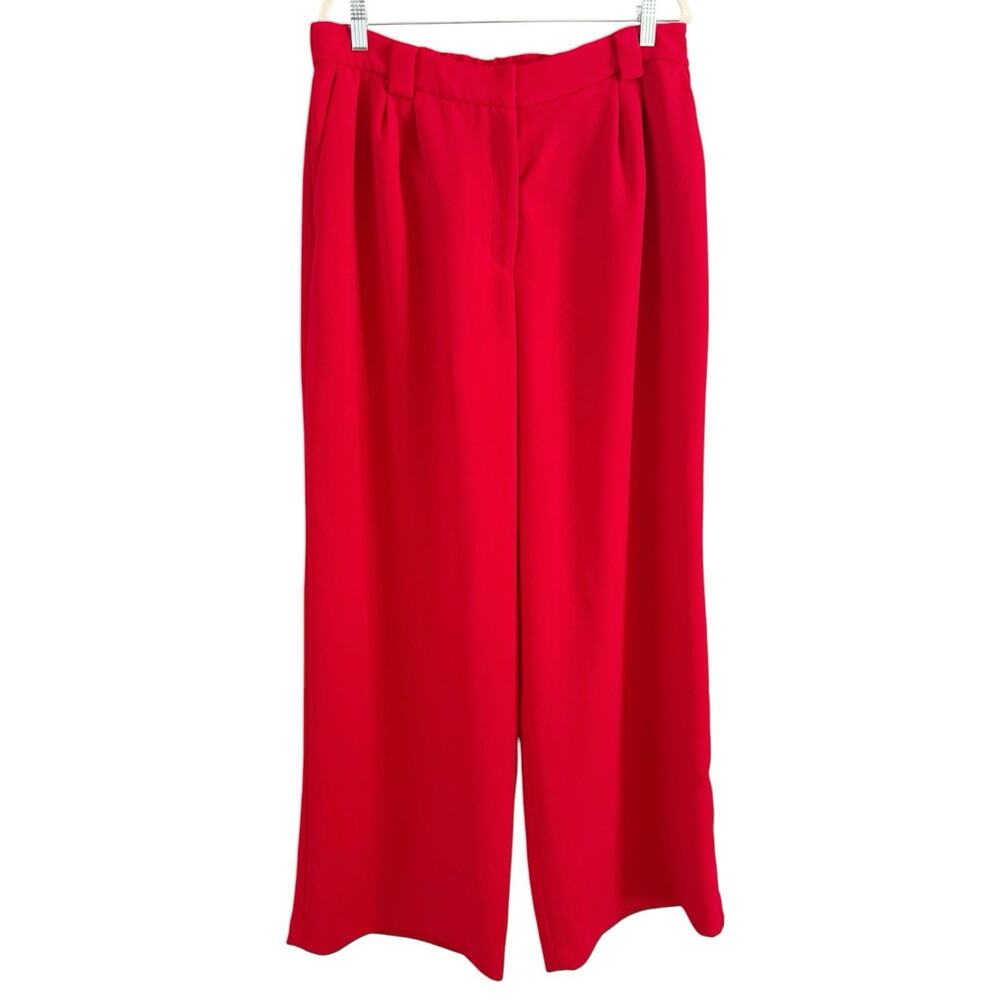 Express Red High Waisted Wide Leg Trouser Pants Women’s Size 14 Long